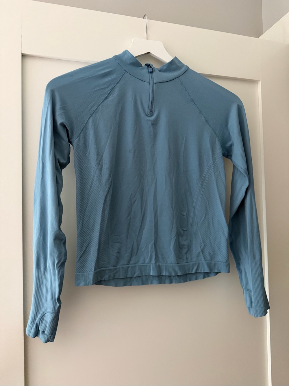 Girl’s Light Blue Long Sleeve Half-Zip Active Top
